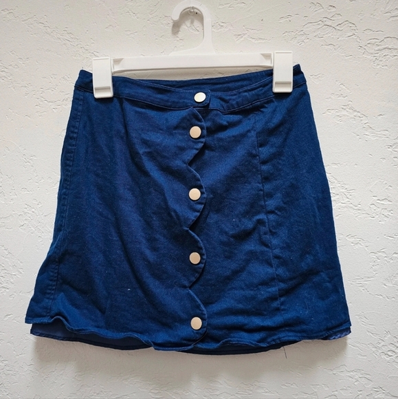 Harper Heritage Blue Button Up Skirt - Picture 1 of 7